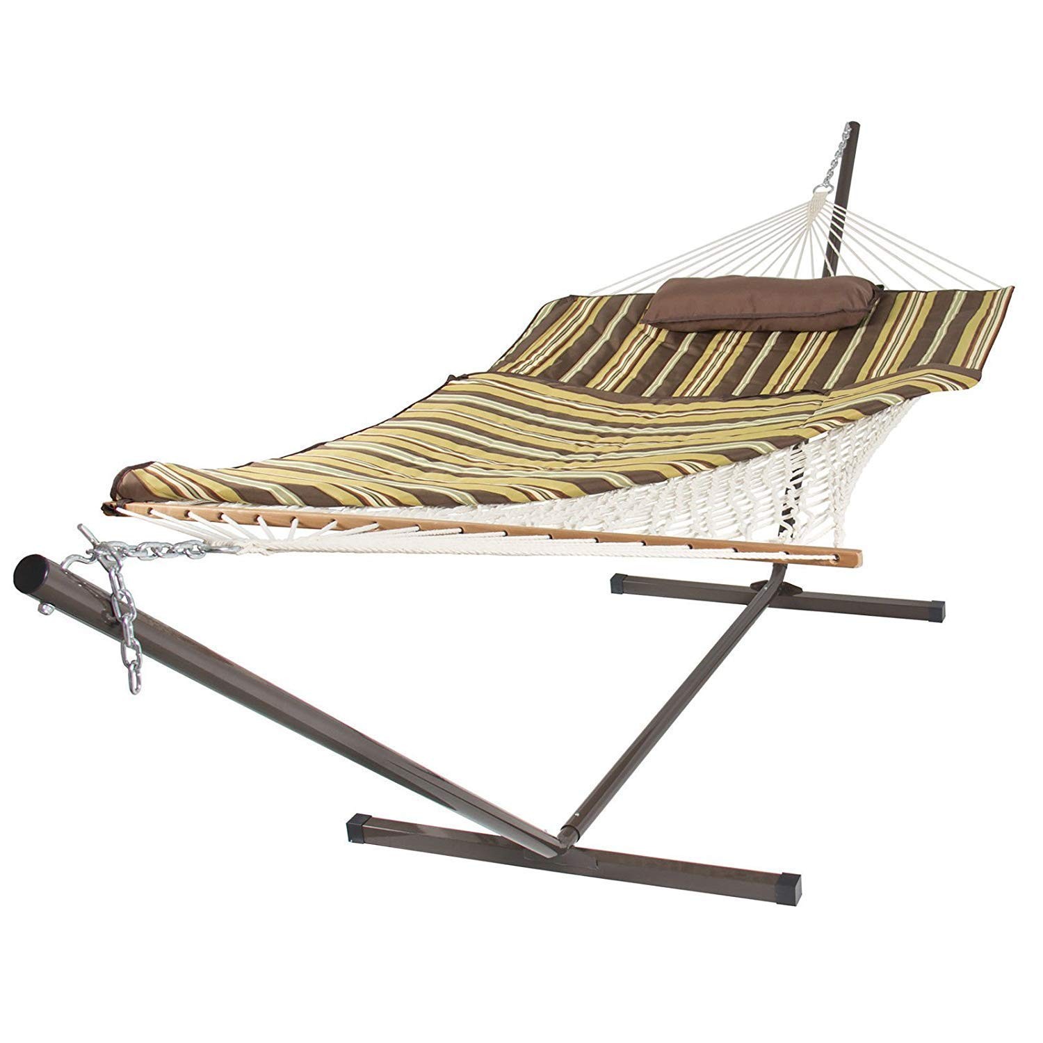 SueSport Rope Double Hammock Combo with 12 Feet 55 Inch Wide x 144 Inch Long