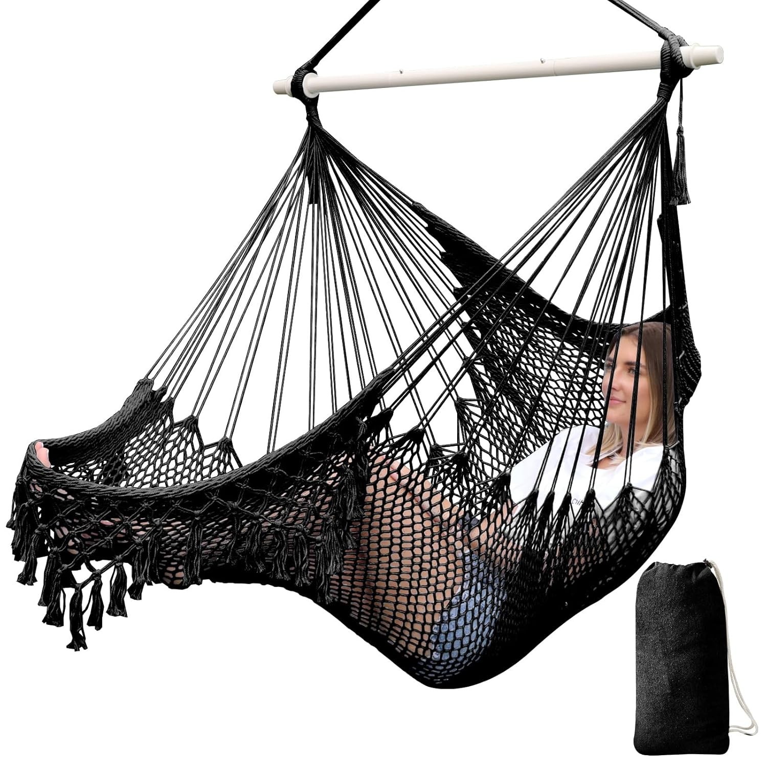 Chihee Hammock Chair Handmade Cotton Rope Woven Hanging Seat Porch Swing