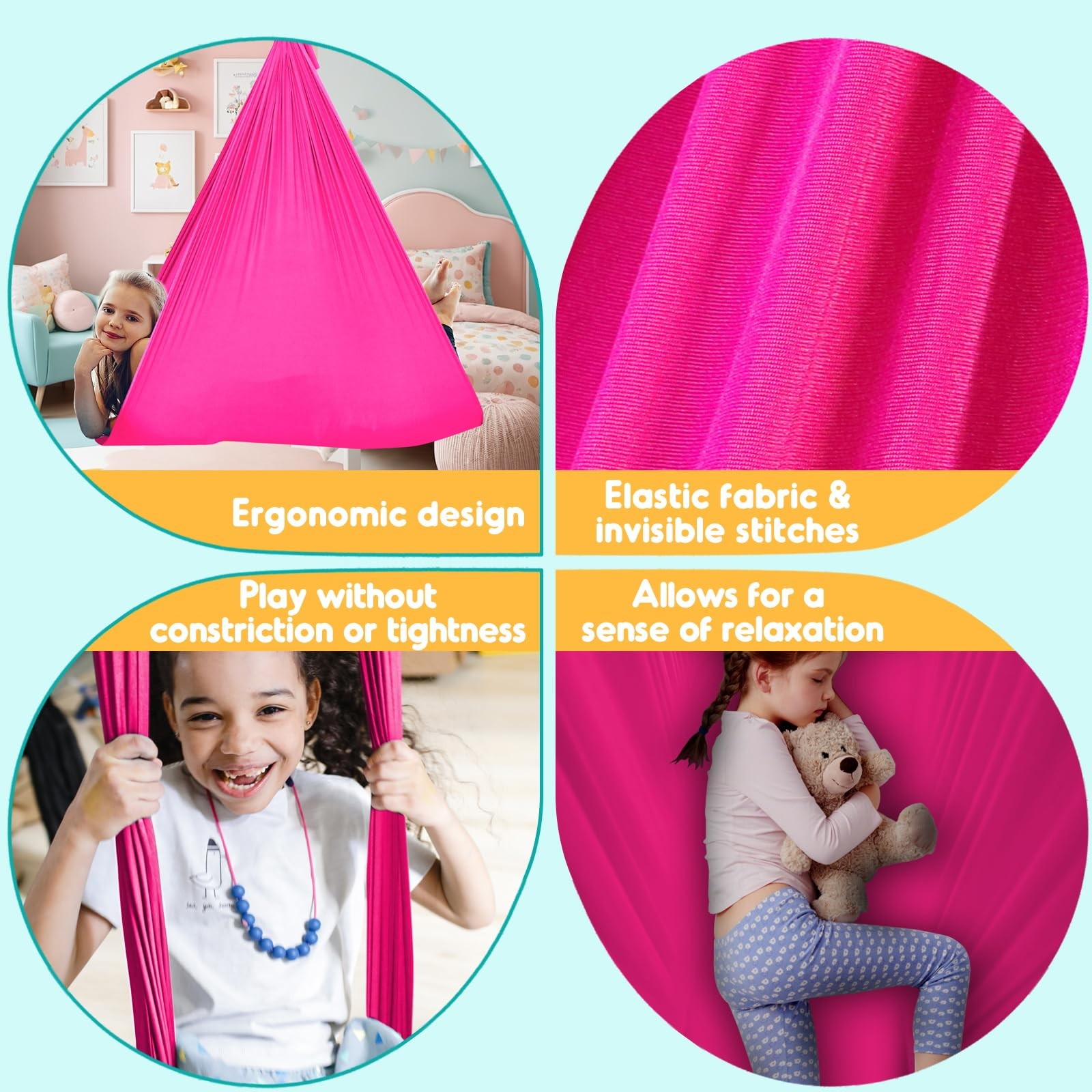 Sensory Swing Therapy Swing Hammock Indoor Outdoor for Kids,Hardware Included…