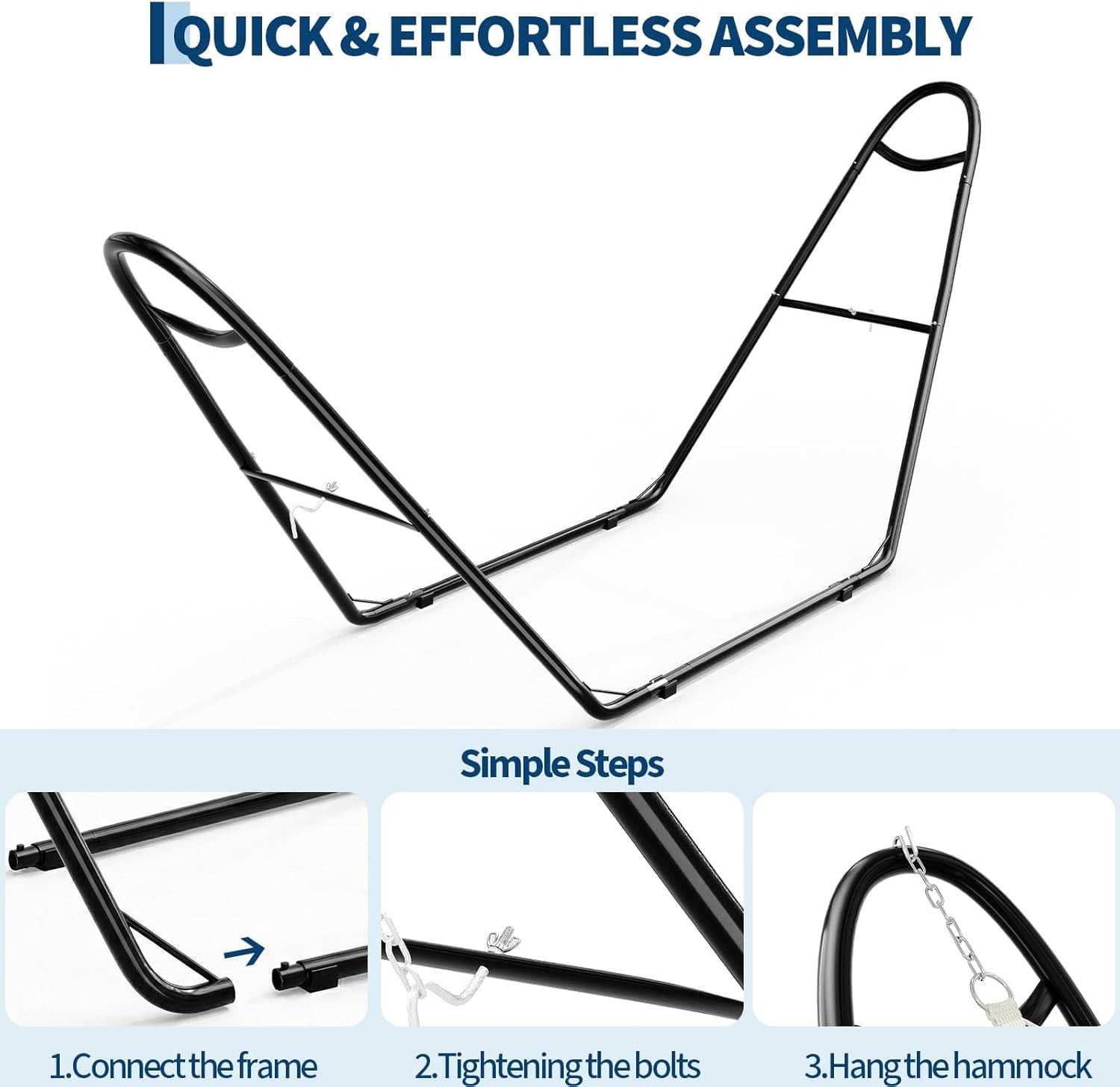 Universal Double Hammock Stand 550LBS Outside Fits 9 to 14 FT Hammocks Black