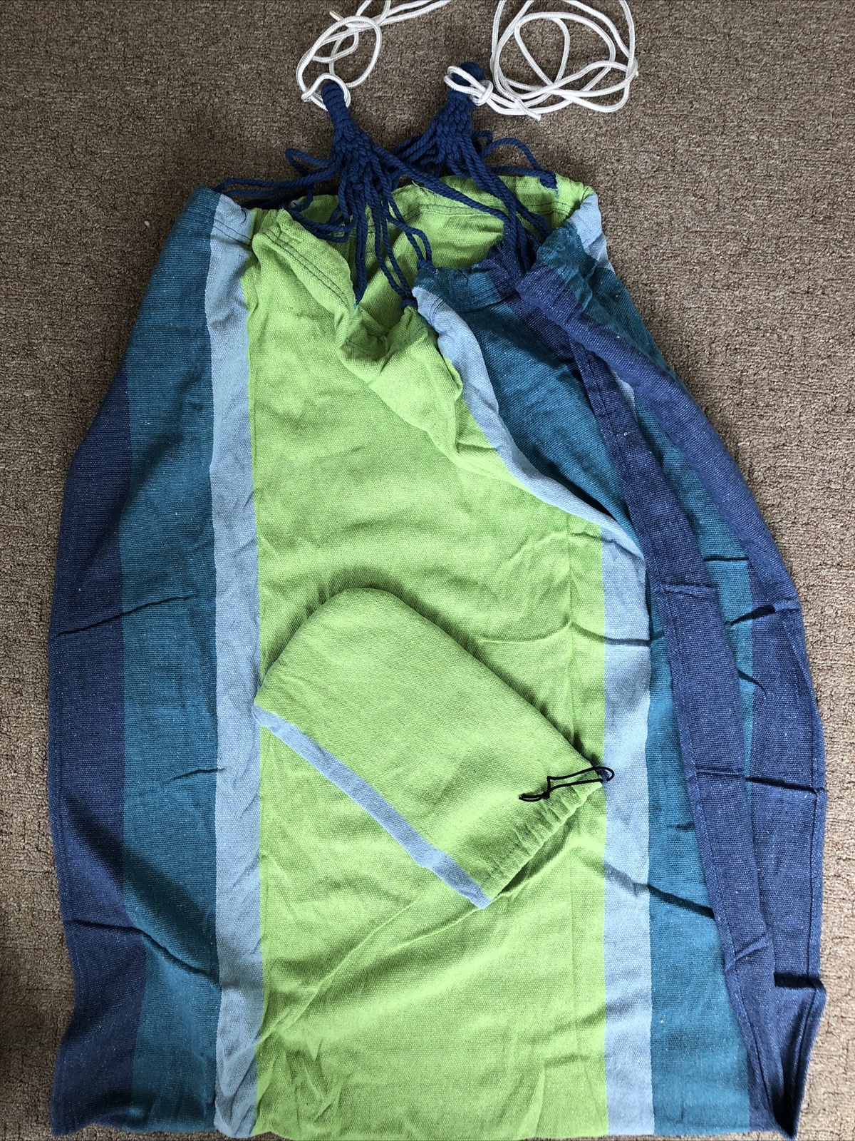 Unbranded Striped Polyester Hammock In A Bag Up To 190 Lbs