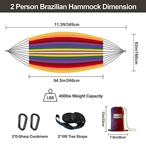 Brazilian Double Hammock 240x160cm 2-Person Cotton Woven Backyard