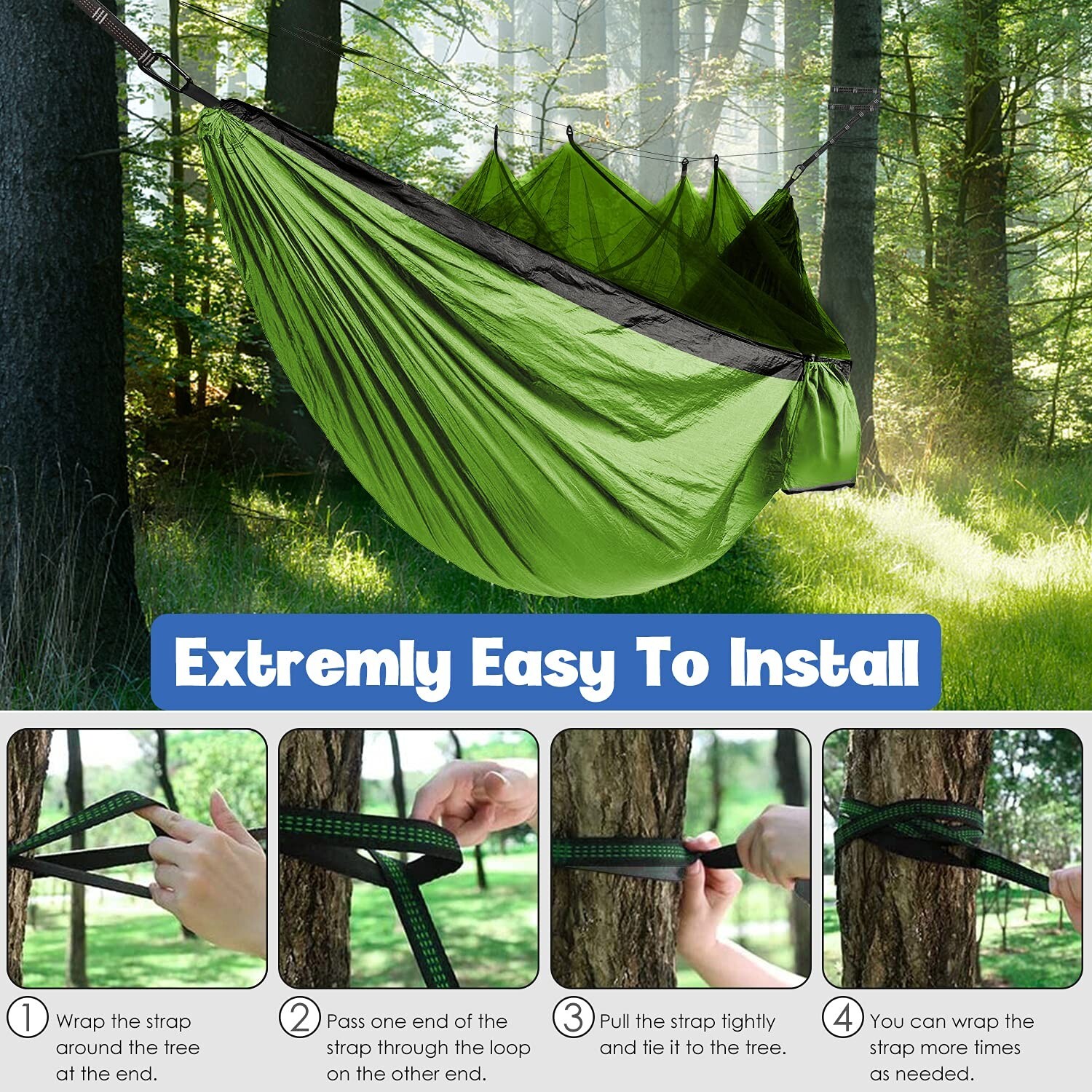 Double Person Camping Hammock Tent with Mosquito Net Hanging Bed Portable