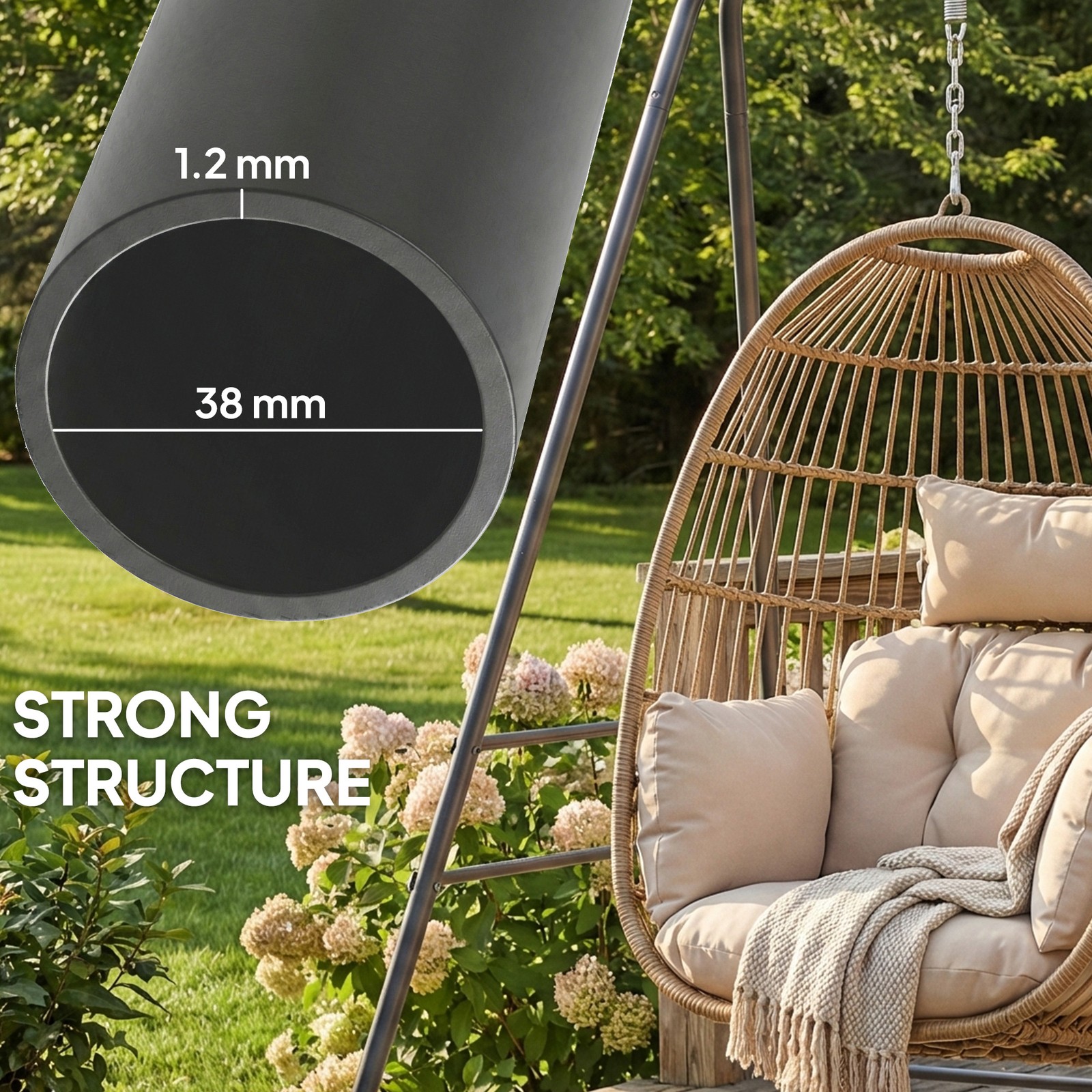 Hammock Chair Stand, Heavy Duty Hanging Swing Chair, Gray
