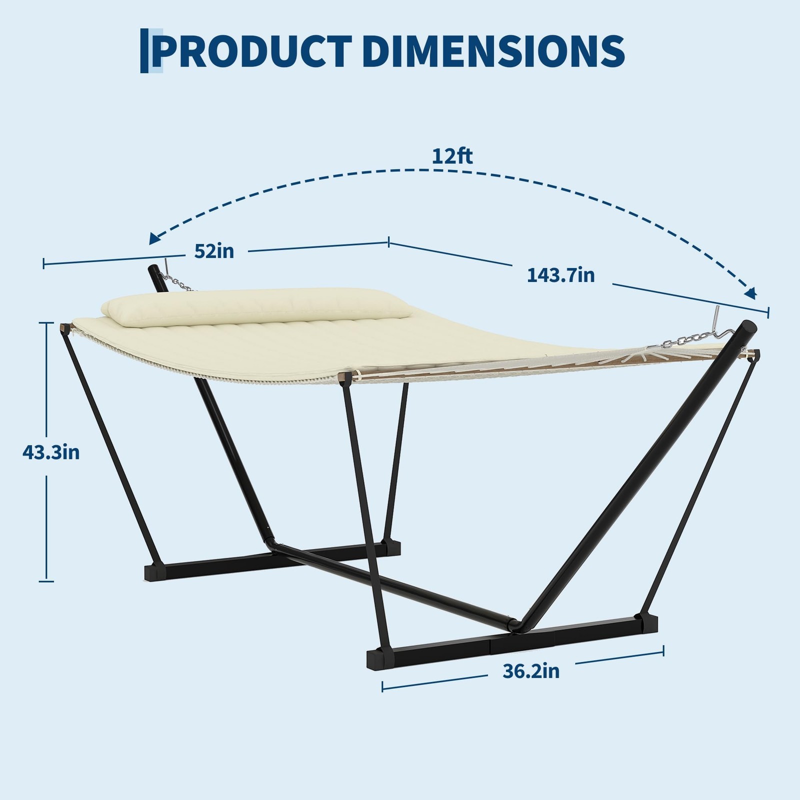 Heavy Duty Double Hammock with Stand – 450 Lbs Capacity Portable & Freestanding