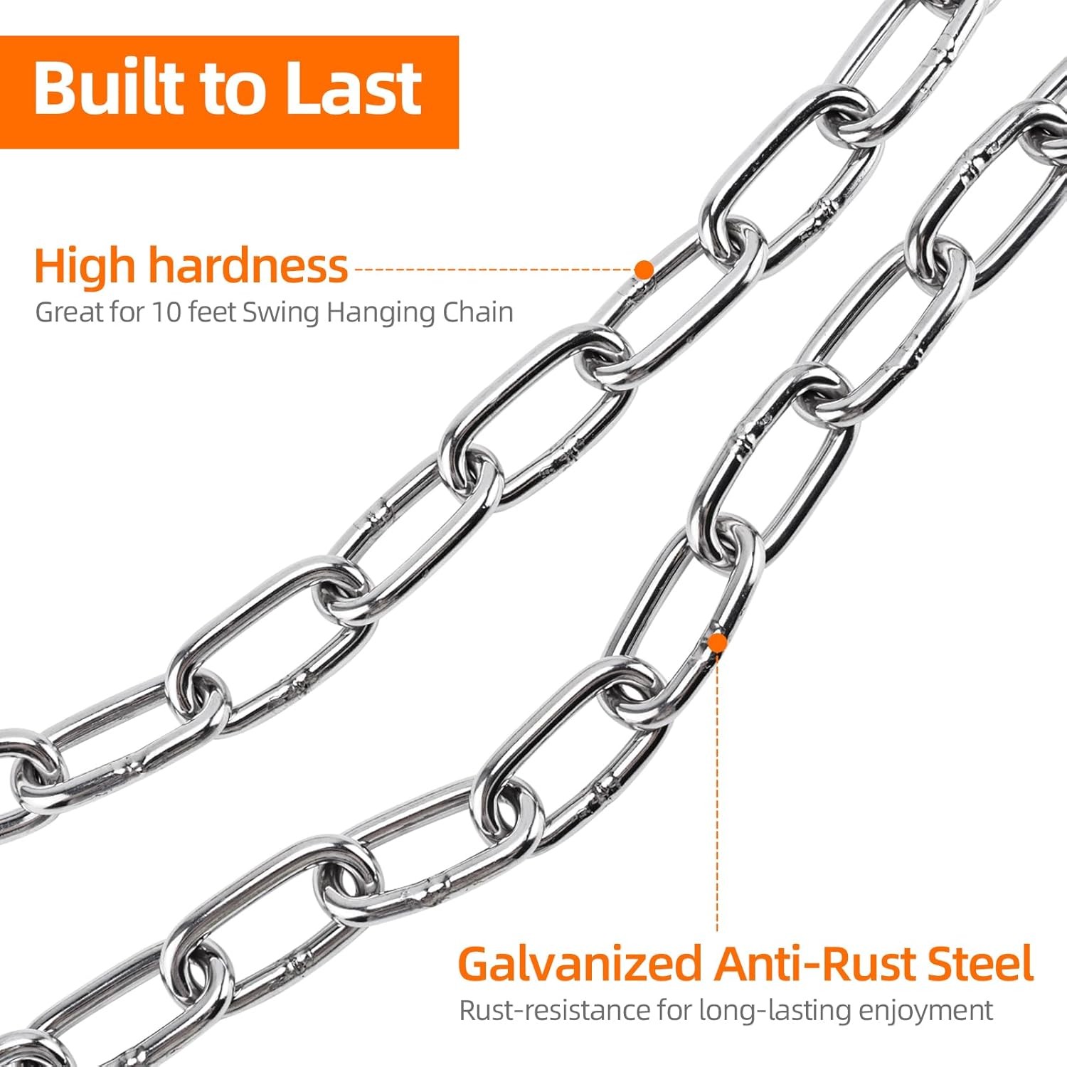 2 Pack Porch Swing Hanging Chain Kit Stainless Steel 10 FT Ceiling Load 700 Lbs