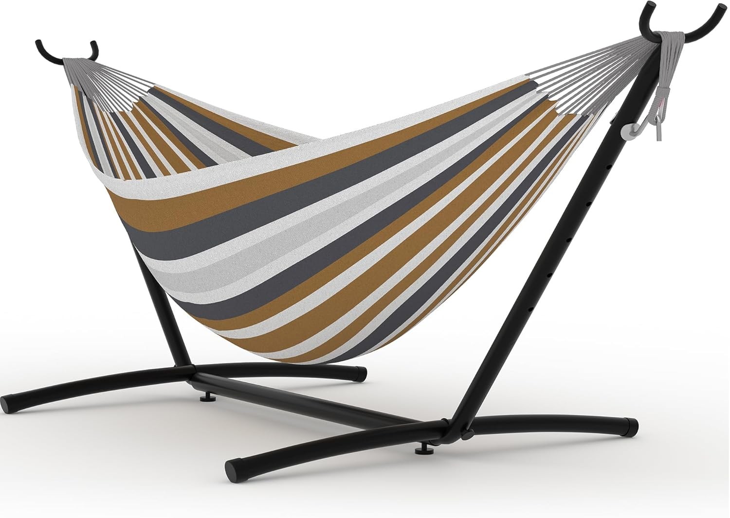 Double Hammock with Steel Stand and Carrying Bag, 350 lb Capacity Indoor Outdoor