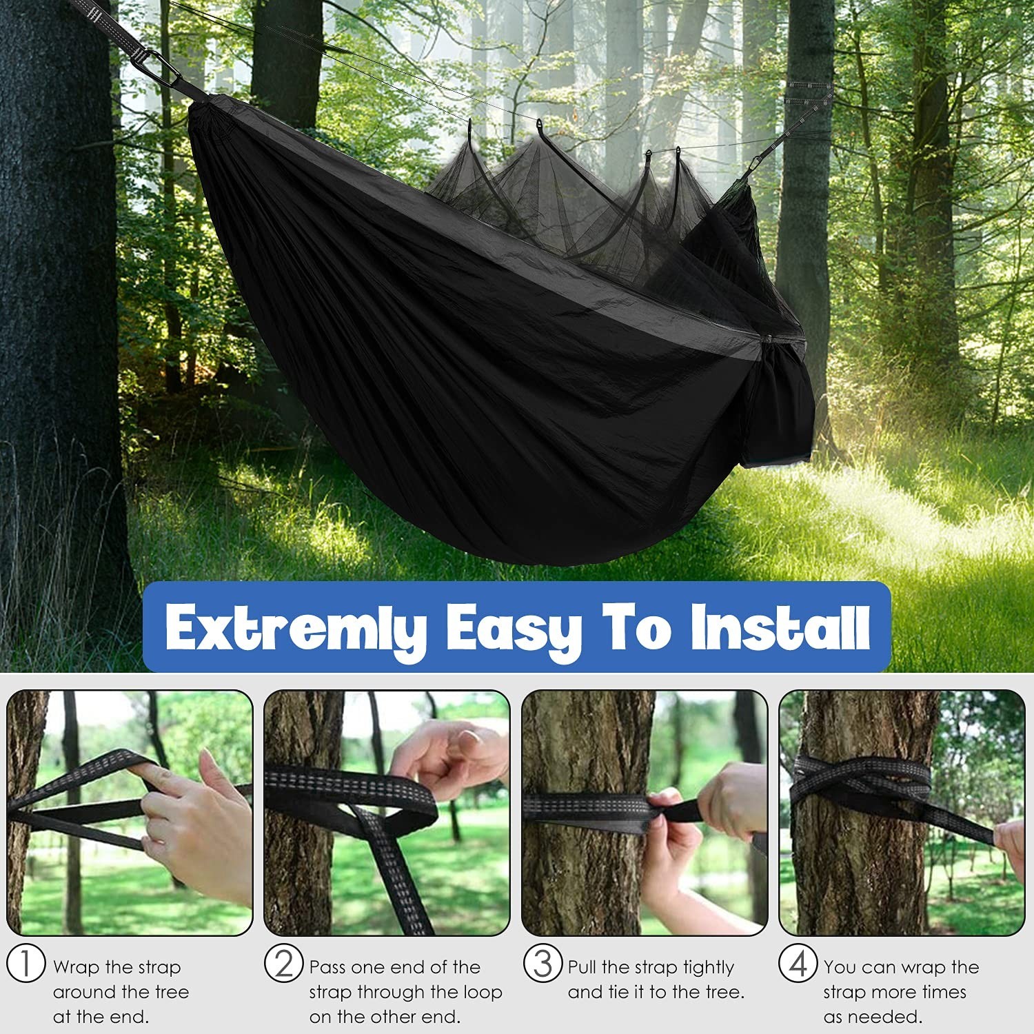Double Person Camping Hammock with Mosquito Net Hanging Hammock