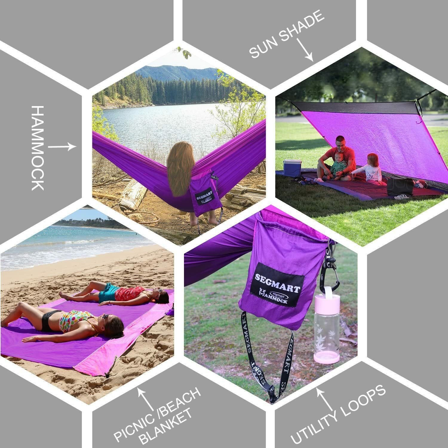 Camping Hammock Double & Single Portable Hammocks with 2 Tree Straps