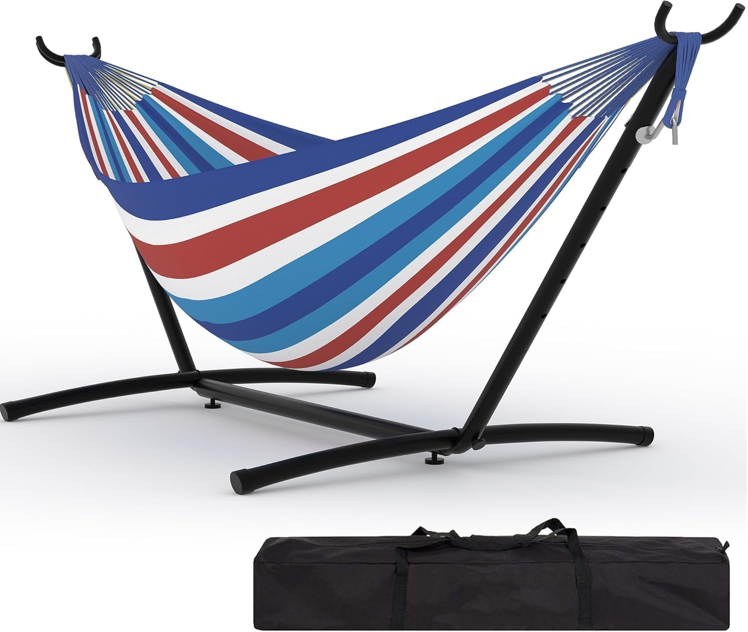 Double Hammock with Steel Stand and Carrying Bag, 350 lb Capacity Indoor Outdoor