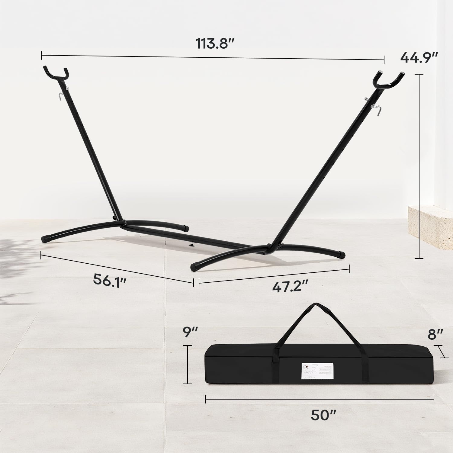 Hammock Stand Portable Heavy Duty Hammock Stand Portable Steel Stand Only, Black