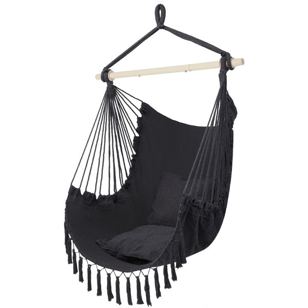 Hammock Hanging Rope Chair Swing Seat Patio Picnic Camping Dark Gray For Outdoor