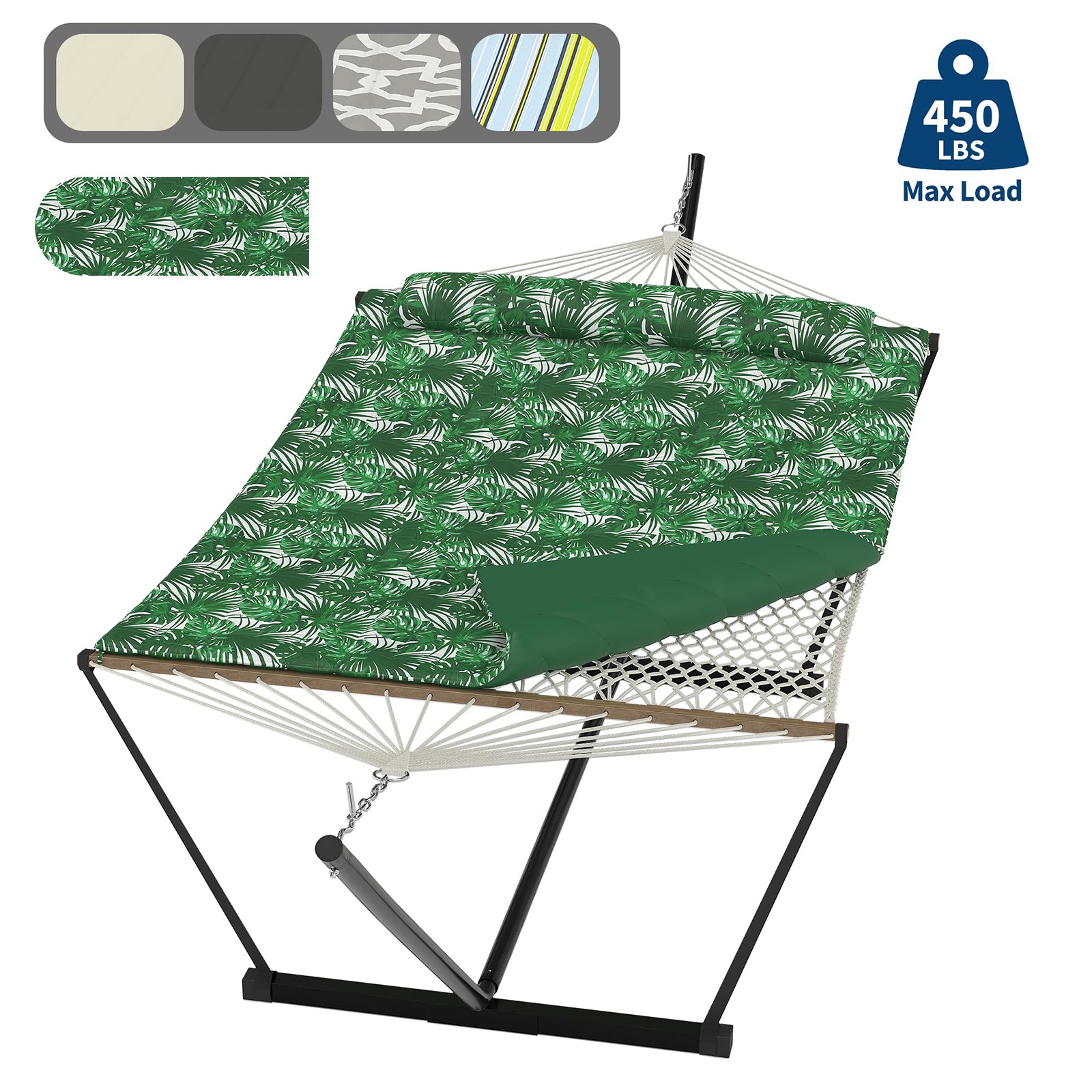 2 Person Portable Hammock with Stand for Outdoor with Pillow, 450LBS Capacity