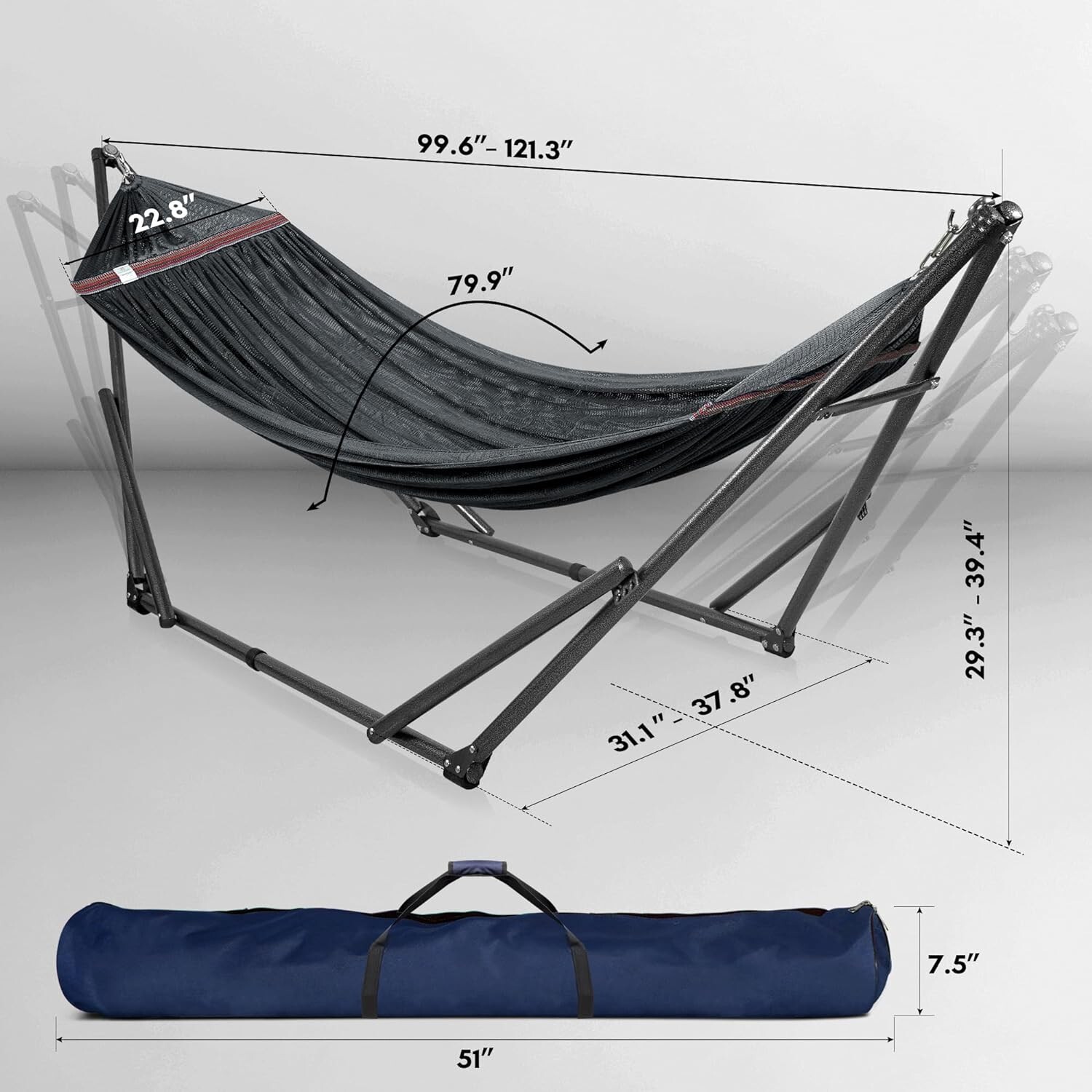 Hamaca Doble De Acero 2 Personas Con Soporte Base Para Patio Jardin Exterior New