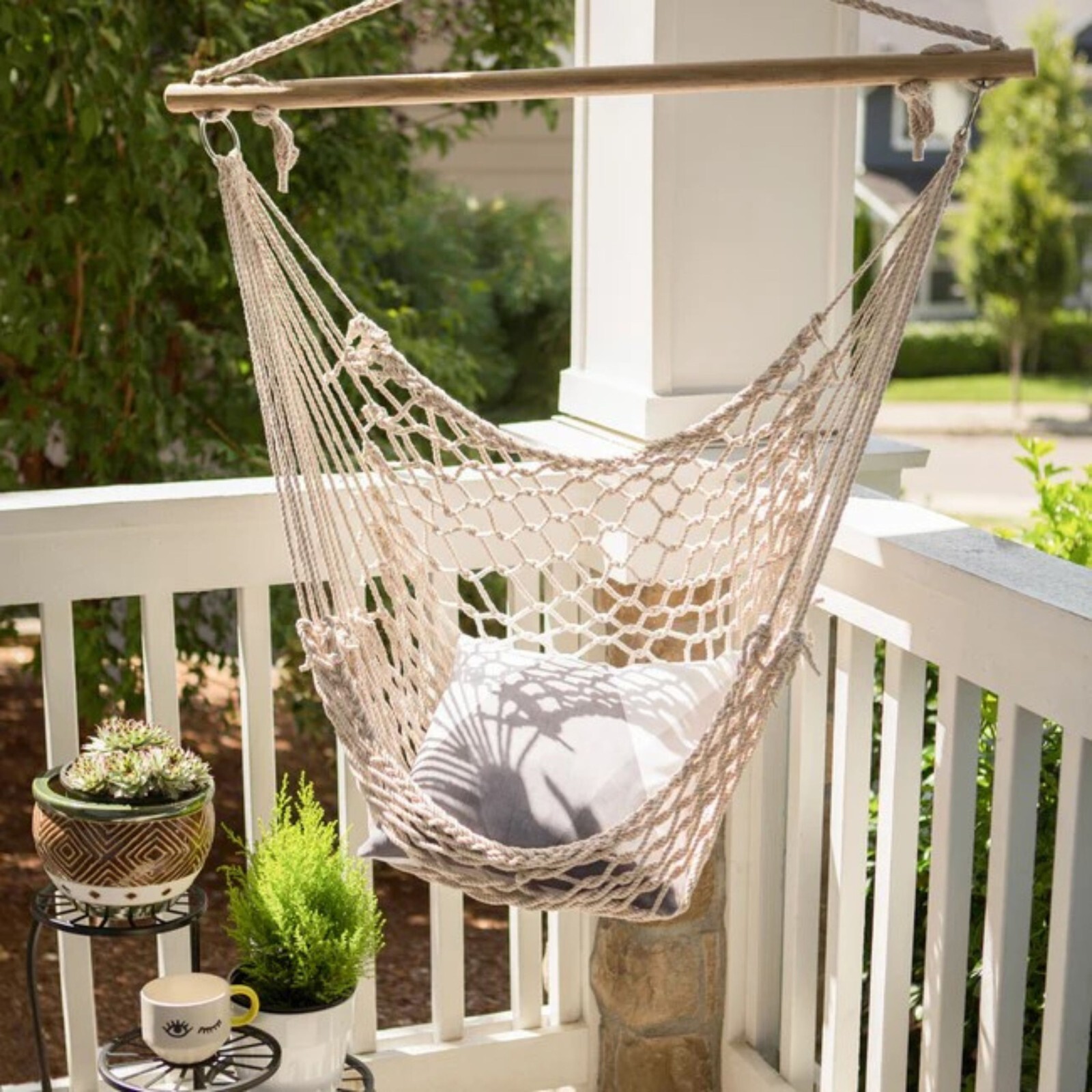 Hanging Swing Chair Hammock Rope Seat Indoor Outdoor Patio Porch Yard Cotton