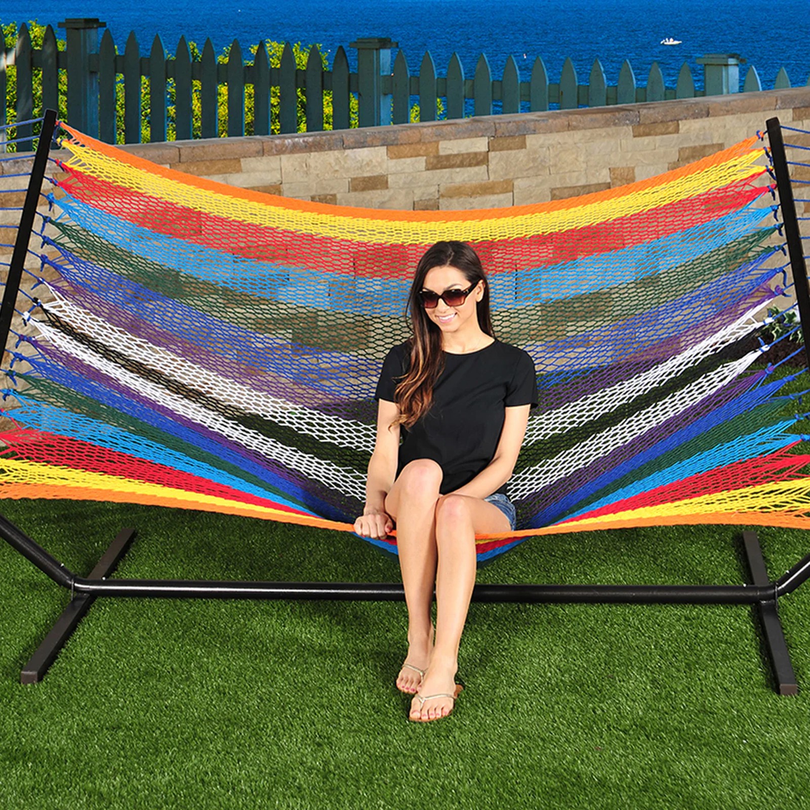 Bliss Hammocks Weekender 2-Person Polyester Rope Hammock w/ Spreader Bar, 80×55