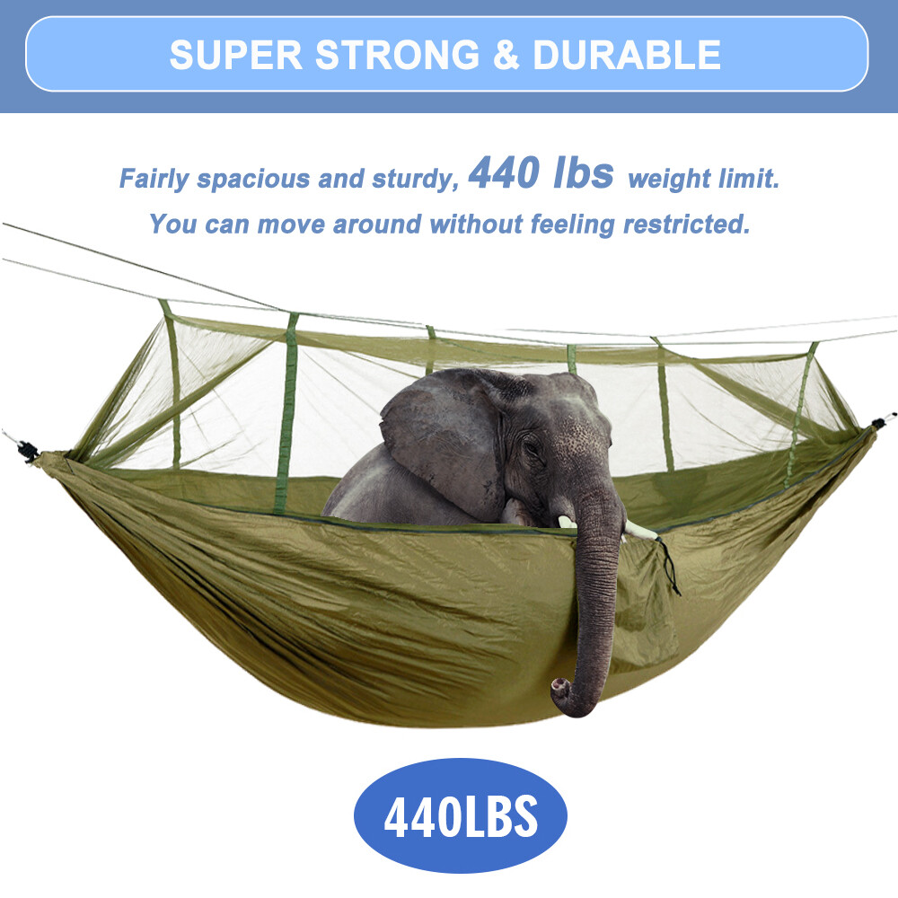 2 Person Camping Hammock With Mosquito Net Outdoor Portable Nylon Hanging Tent
