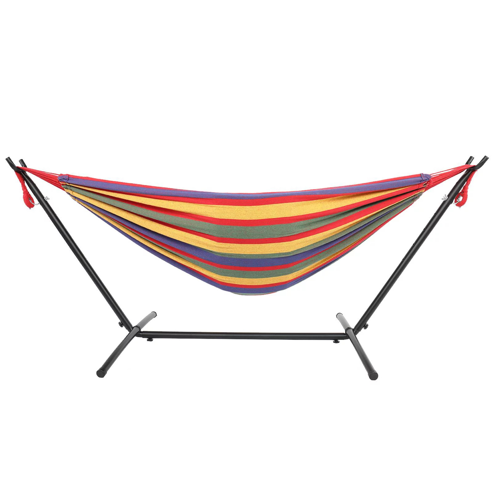 Portable Outdoor Camping Polyester Hammock with Stand and Handbag Set Red