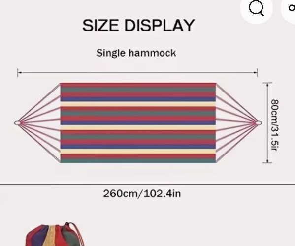 Canvas Hammock 1 – 2 Person Heavy Duty 102″ x 31″ Camping Backyard Patio Swing