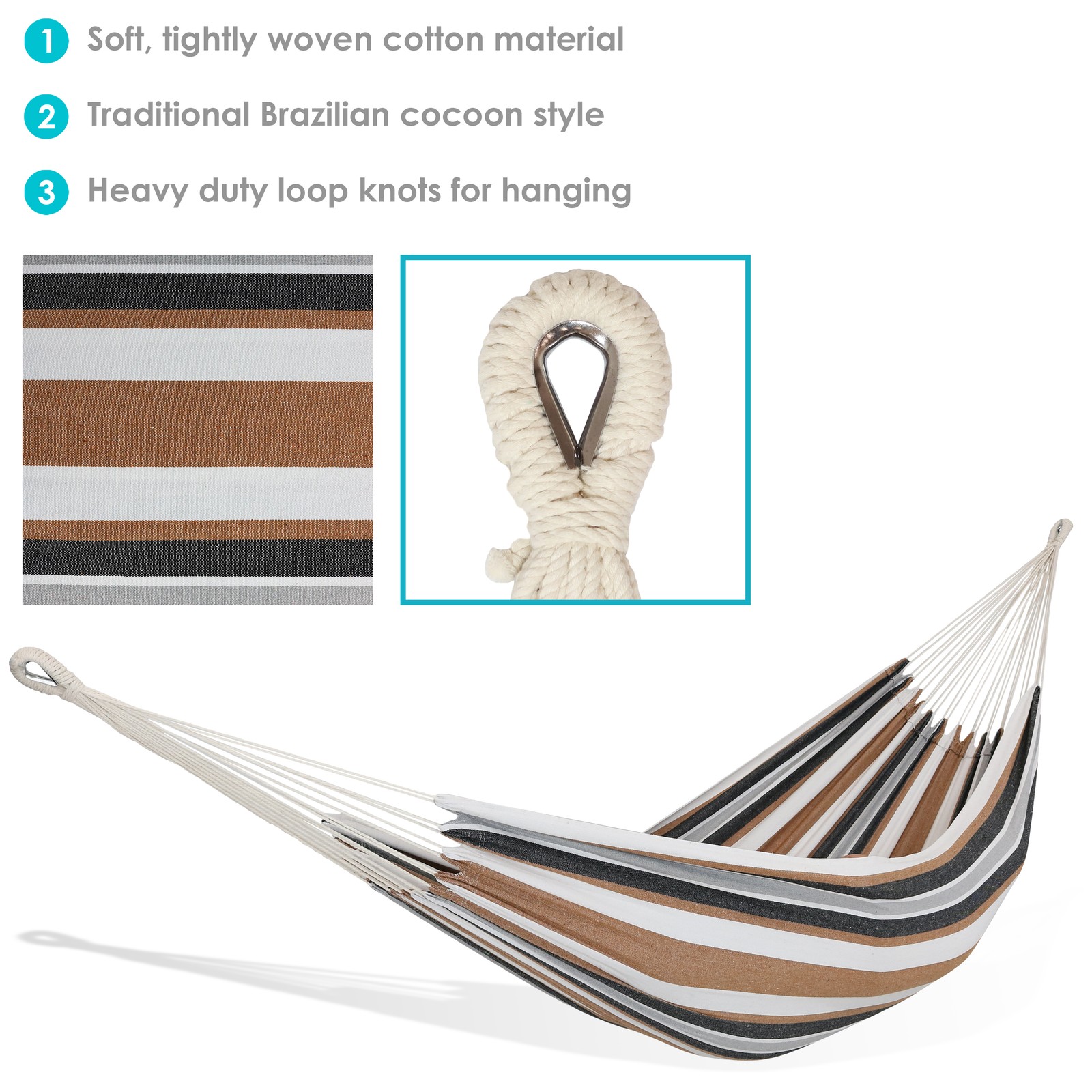2-Person Woven Cotton Brazilian Hammock – Calming Desert by Sunnydaze