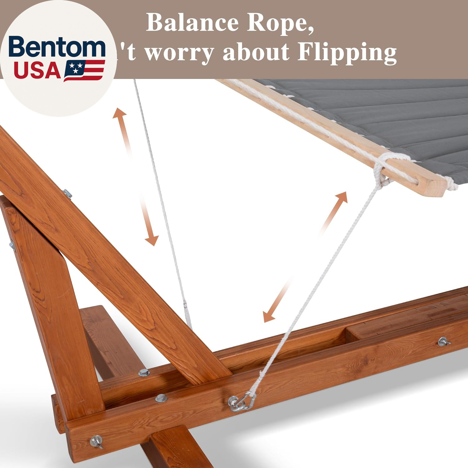 Adjustable 12-14 Ft Wooden Hammock Stand, Outdoor Larch Wood Hammock Stand Only,