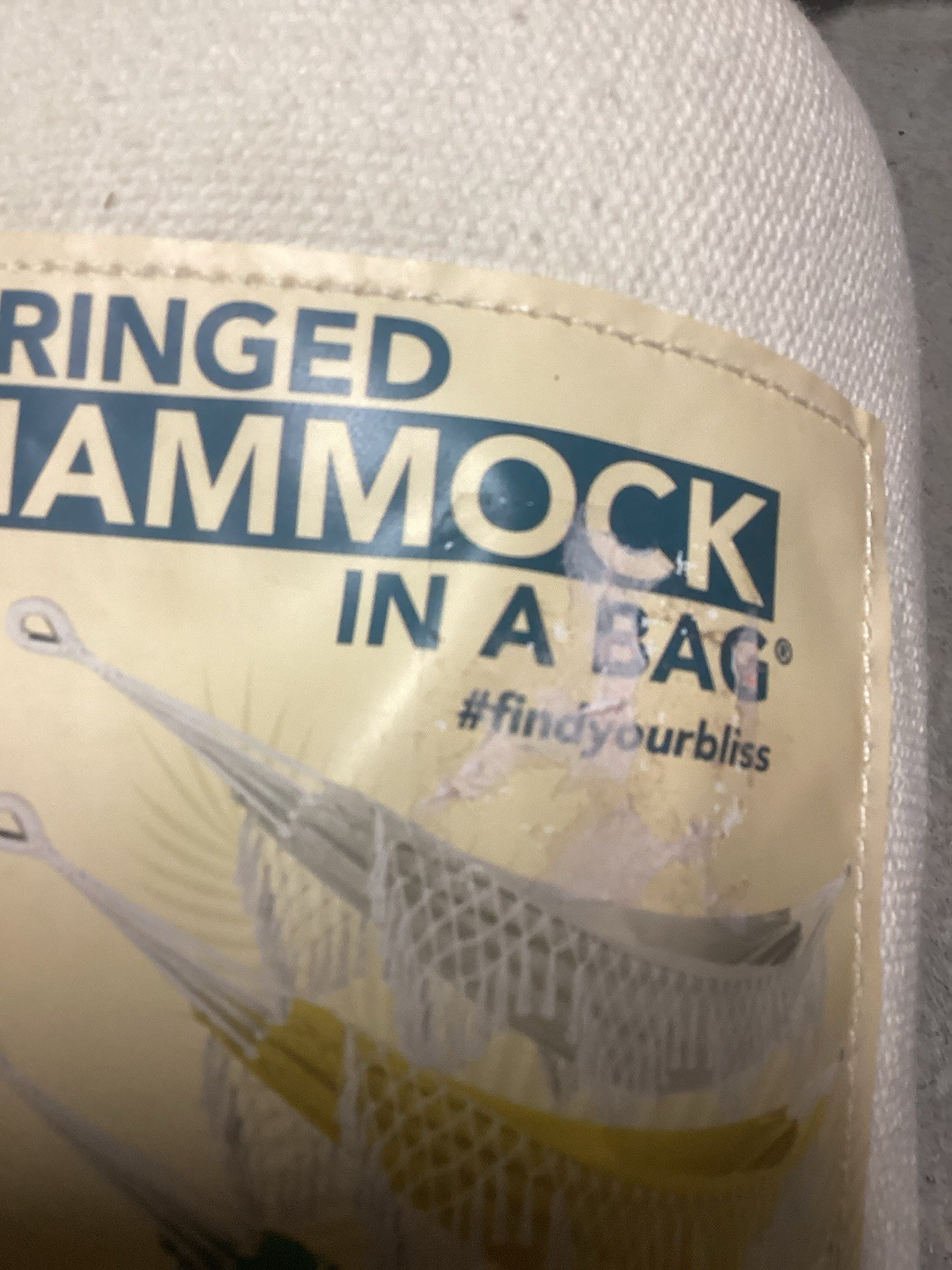 BLISS Hammocks Polyester Hand-Braided Hammock in a Bag Crochet Fringed Cream NIB