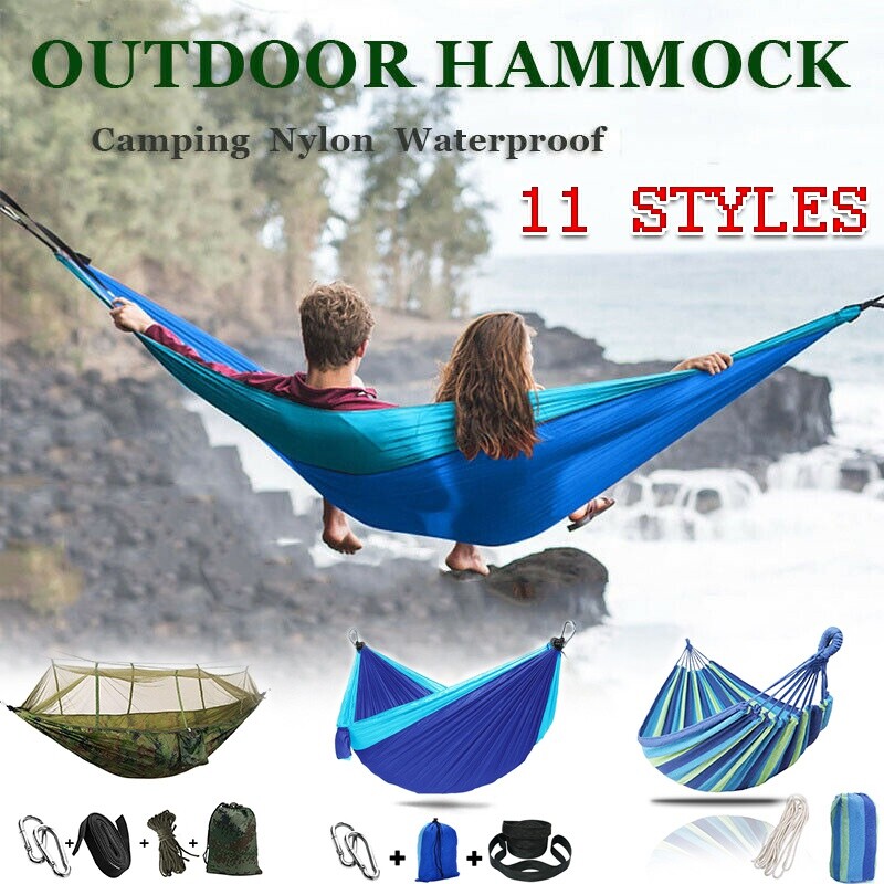 2 Person Double Camping Hammock Chair Bed Outdoor Garden Hanging Swing Sleeping
