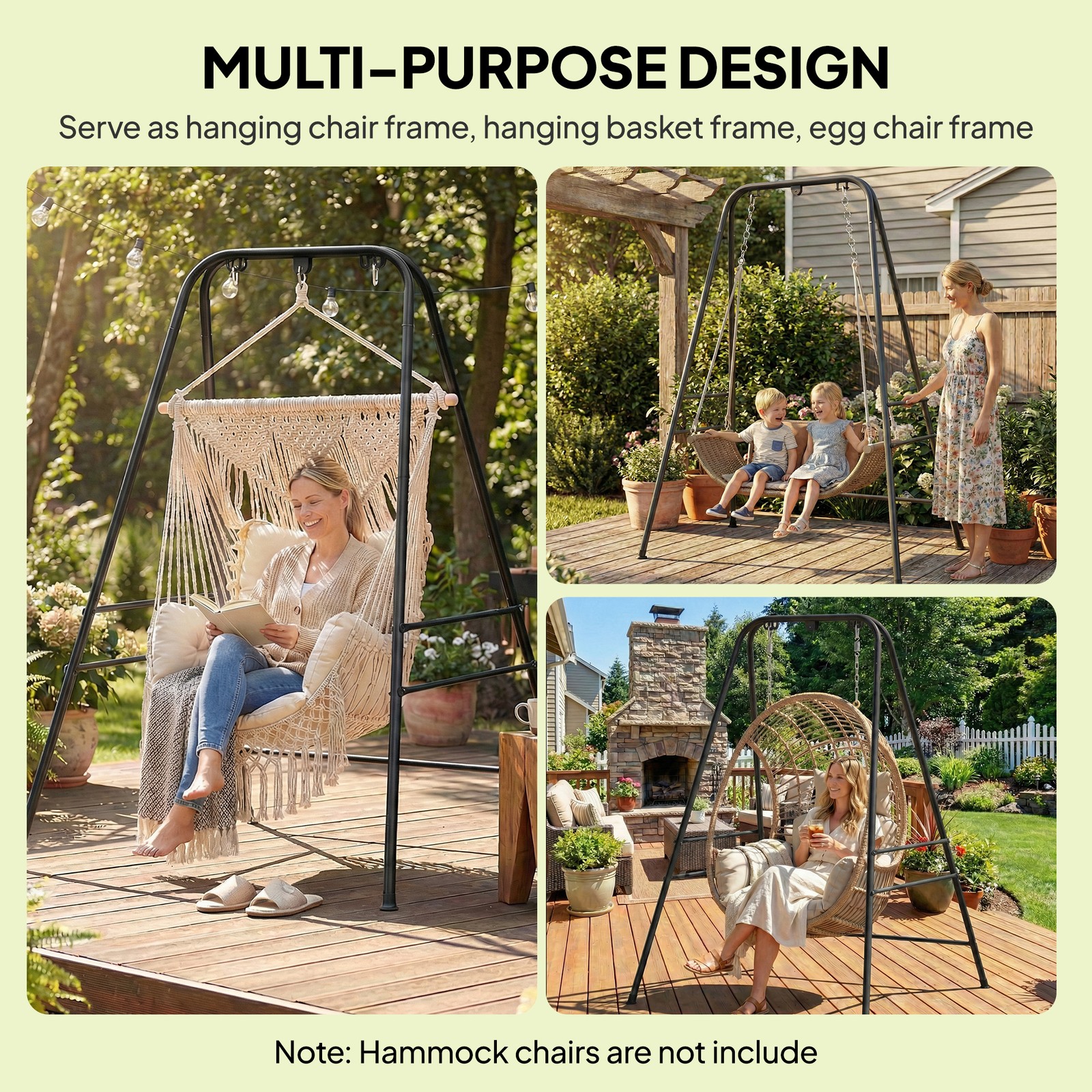 Hammock Chair Stand, Heavy Duty Hanging Swing Chair, Black