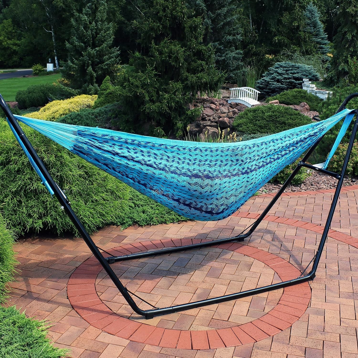 Handwoven Cotton Nylon Hammock XXL Capacity Outdoor Double Lounge Patio
