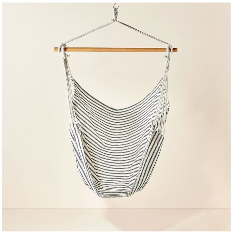 Hearth & Hand with Magnolia Striped Hammock Chair Dark Gray/Cream