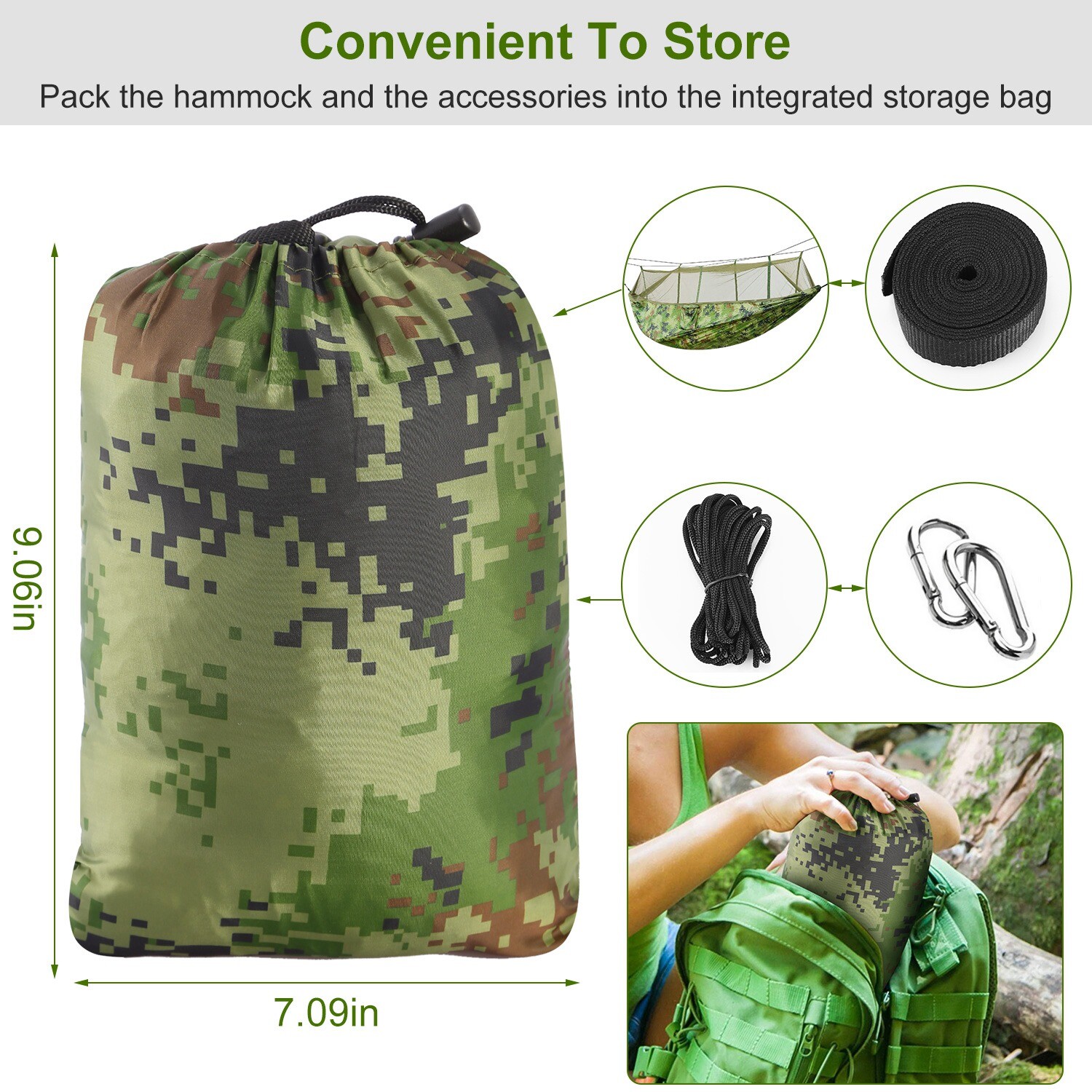 Double Outdoor Parachute Nylon Hammock Portable 600lbs Load with Mosquito Net