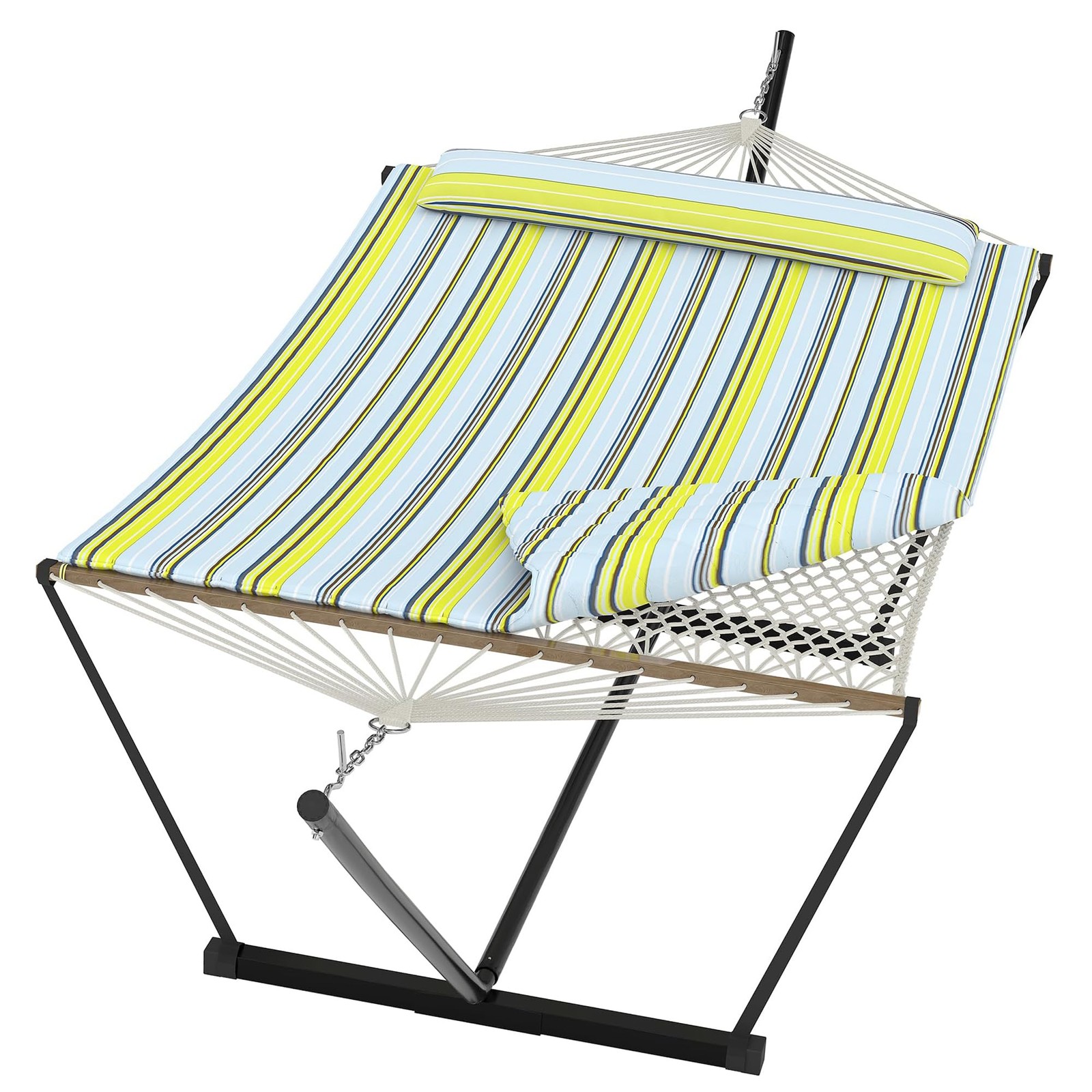 ⛳Heavy Duty Double Hammock with Stand – 450 Lbs Capacity Portable & Freestanding