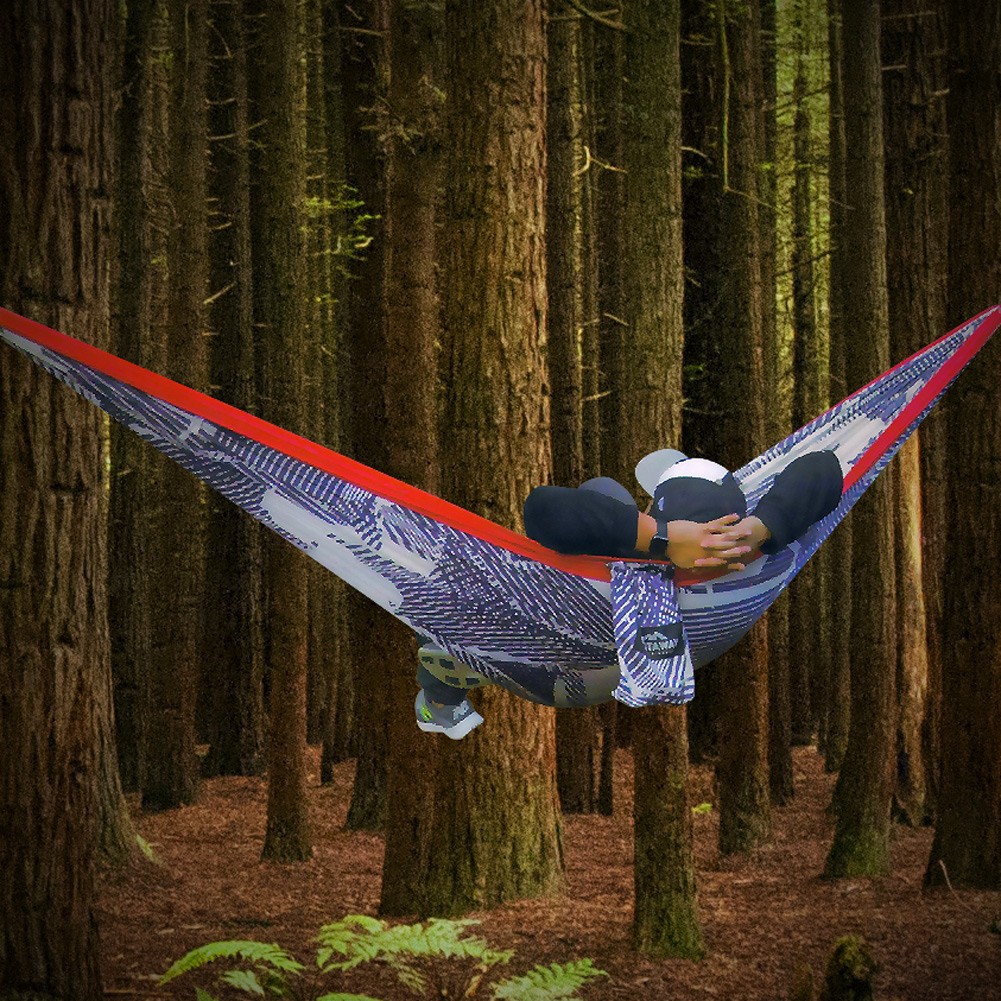 Castaway Travel Hammocks Double Travel Hammock with Tree Straps Red/White/Blue