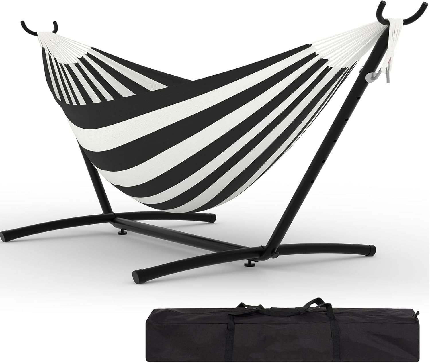 Double Hammock with Steel Stand and Carrying Bag, 350 lb Capacity Indoor Outdoor