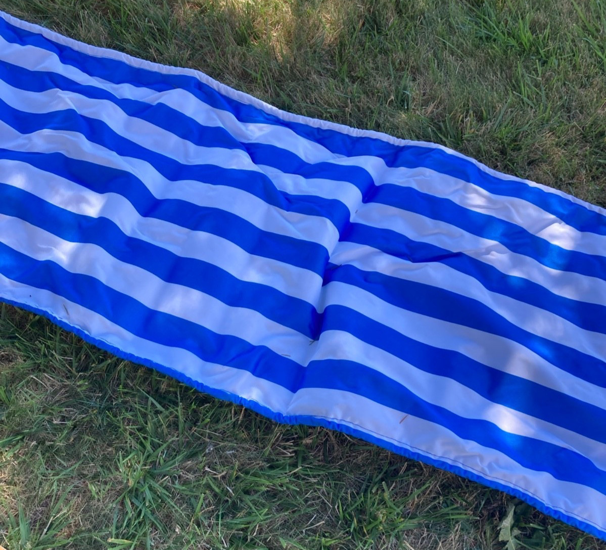 Backyard Hammock in Carry Bag Blue White Striped Polyester 67 x 24″