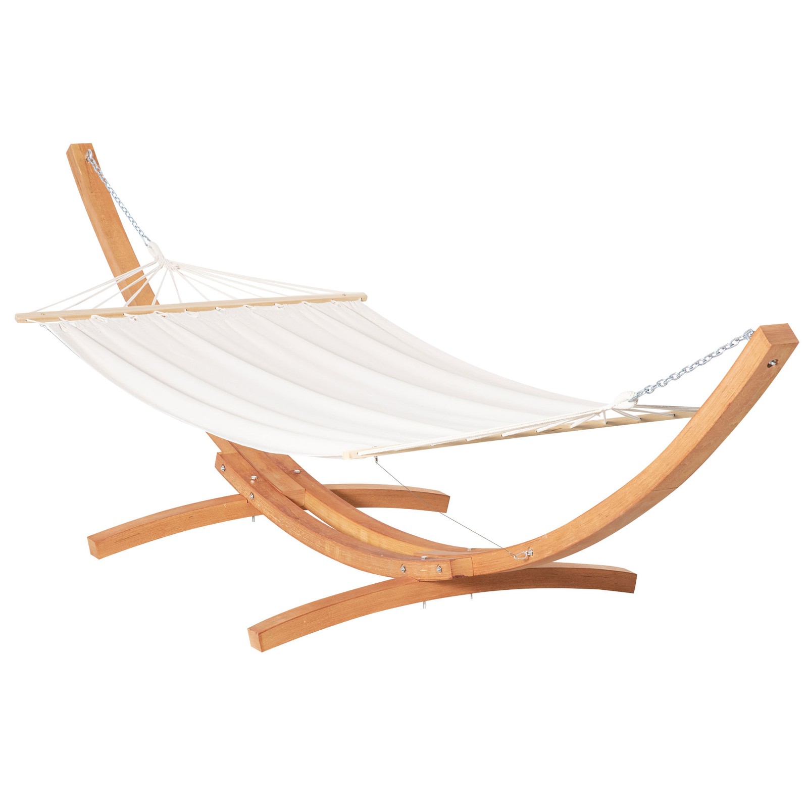13′ Hammock with Wood Stand for Indoor or Outdoor, Cotton, White