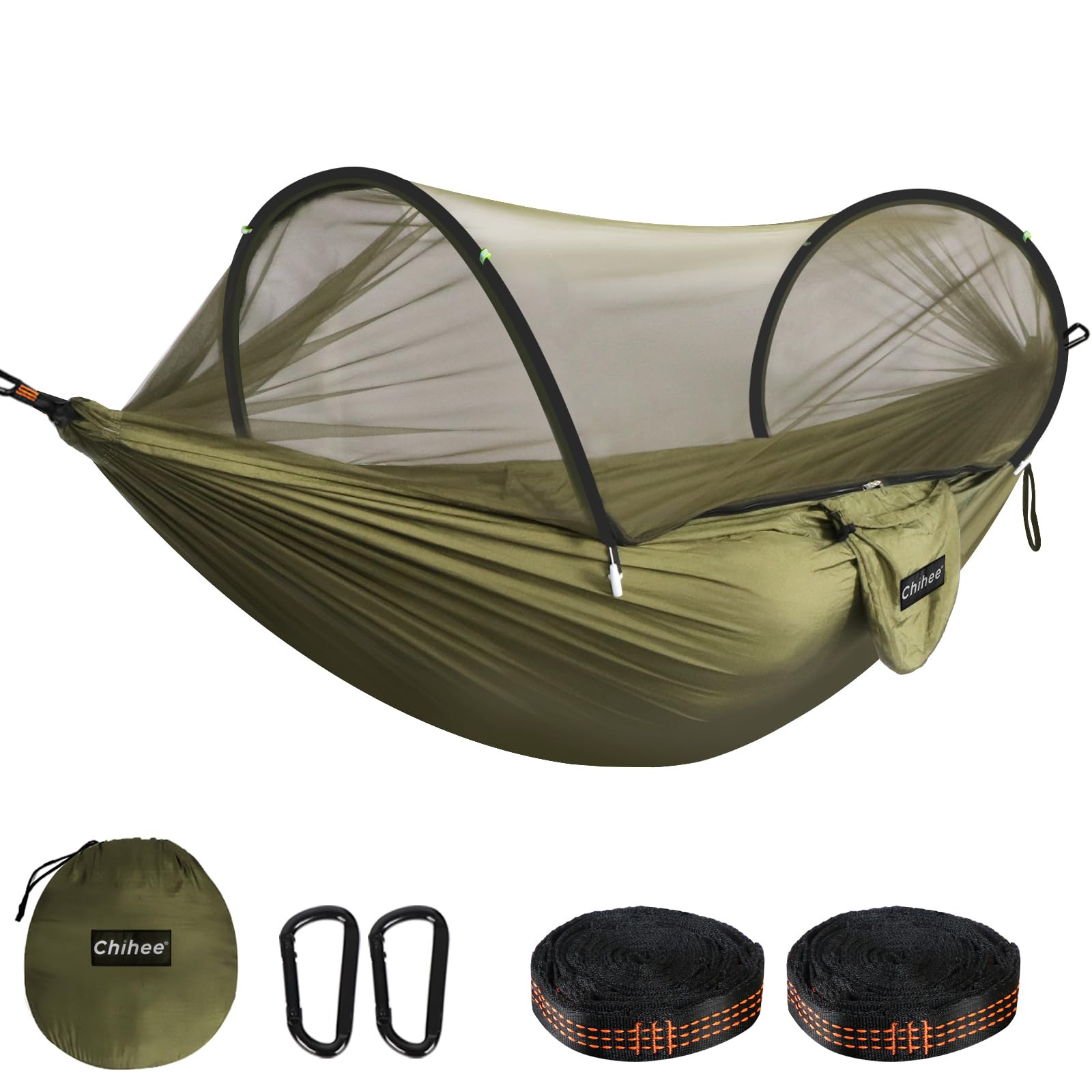 Ultra-Light Travel Camping Hammock Pop-up Net Hammock 660lbs Load Capacity,Br…