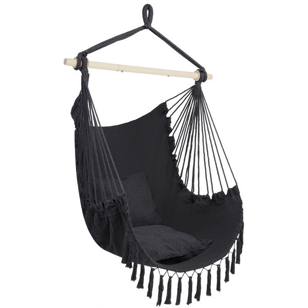 Hammock Hanging Rope Chair Swing Seat Patio Picnic Camping Dark Gray For Outdoor