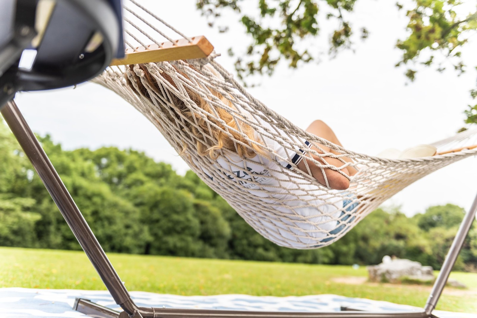 12FT Double Rope Hammocks, 2 Person Hand Woven Cotton Hammock with Spreader B…