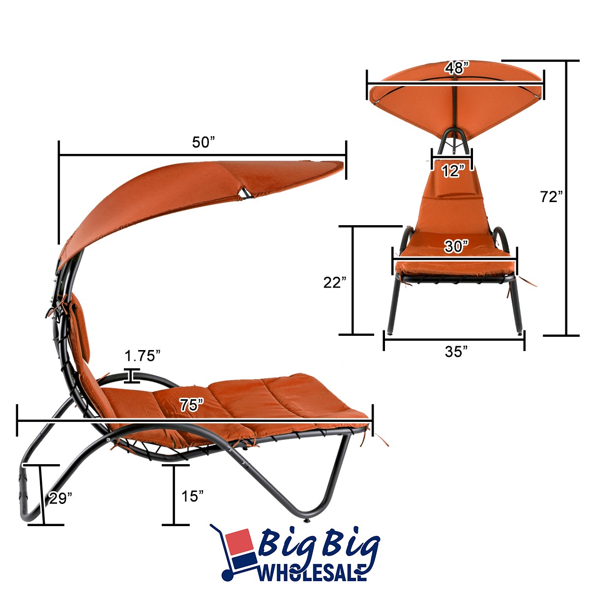 Pair Outdoor Backyard Lounger Hammock Chaise Hanging Lounge Chair Swing Shade