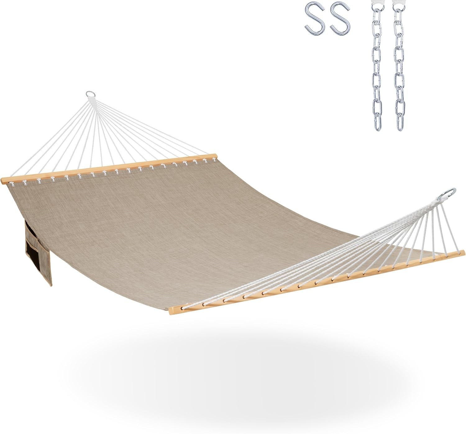 11 FT Double Outside Hammock Quick Dry Olefin Fabric Hammock W/ Spreader Bar