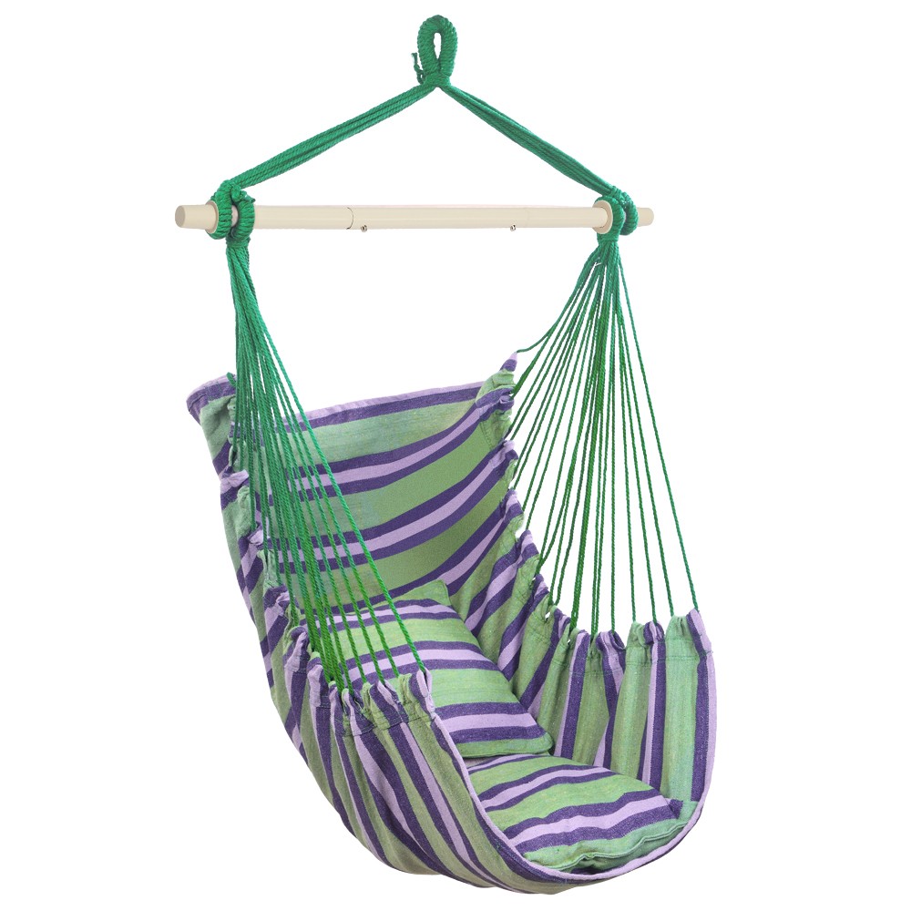 Polyester Cotton Hammock Chair Hanging Rope with 2 Cushions for Home Decoration
