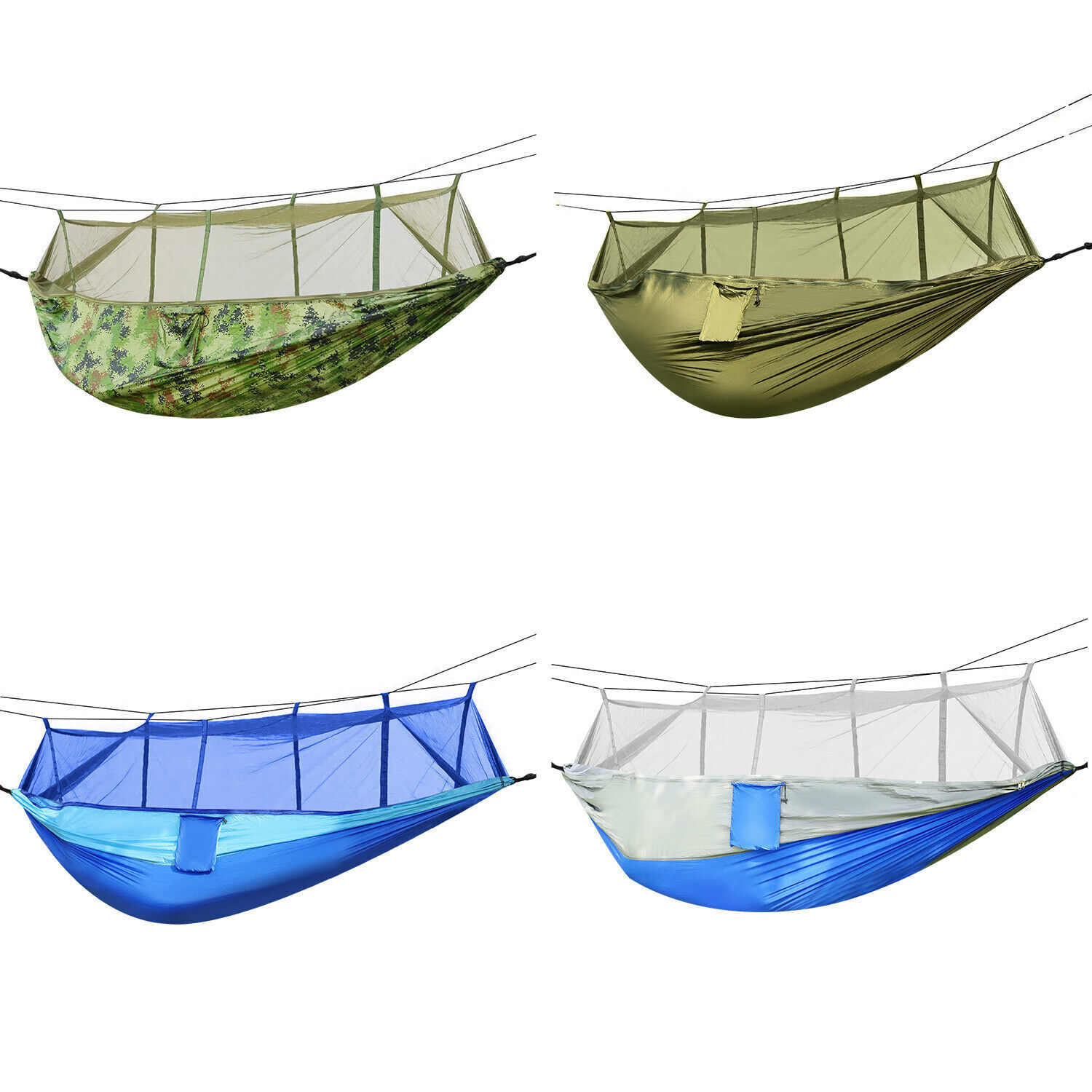 2 Persons Camping Hommock Nylon Swing Hanging Bed with Mosquito Net 600lbs Load