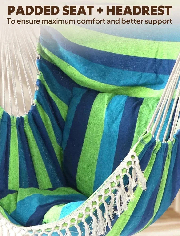 Chihee Hammock Chair Hanging Swing Max 500 Lbs 2 130x100cm, Blue Green