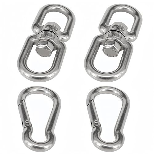 2PCS M10 Swivel Ring Double Ended Swivel Eye Hook with 2PCS M8 Spring Hooks,