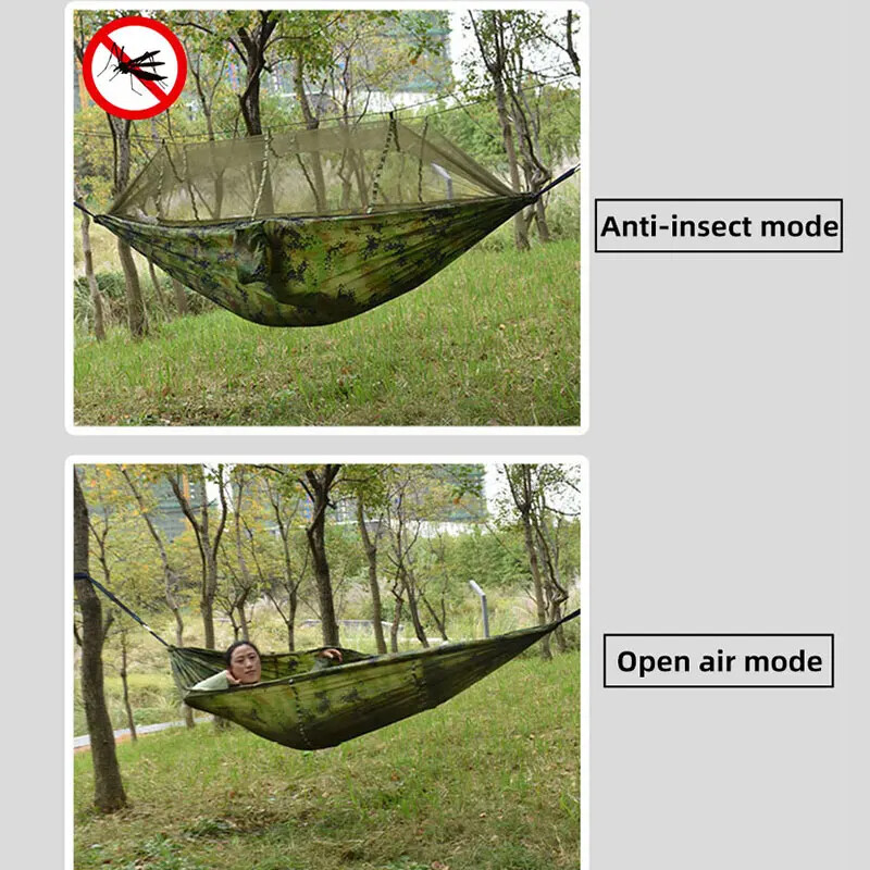 Camping Hammock with Mosquito Net Tent Double Hanging Bed Swing Chair Camouflage