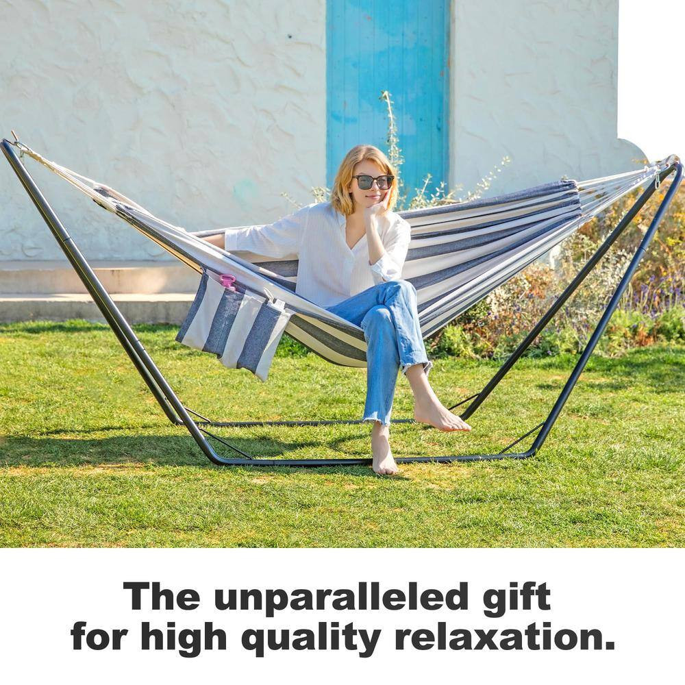 110 In. X 31 In. X 40 In. Hammock with Stand for outside Comfortable Pillow and