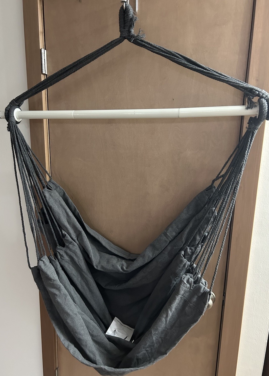 Y-STOP Hammock Chair Swing Macrame Rope Dark Gray Max 500 Lbs No Cushions