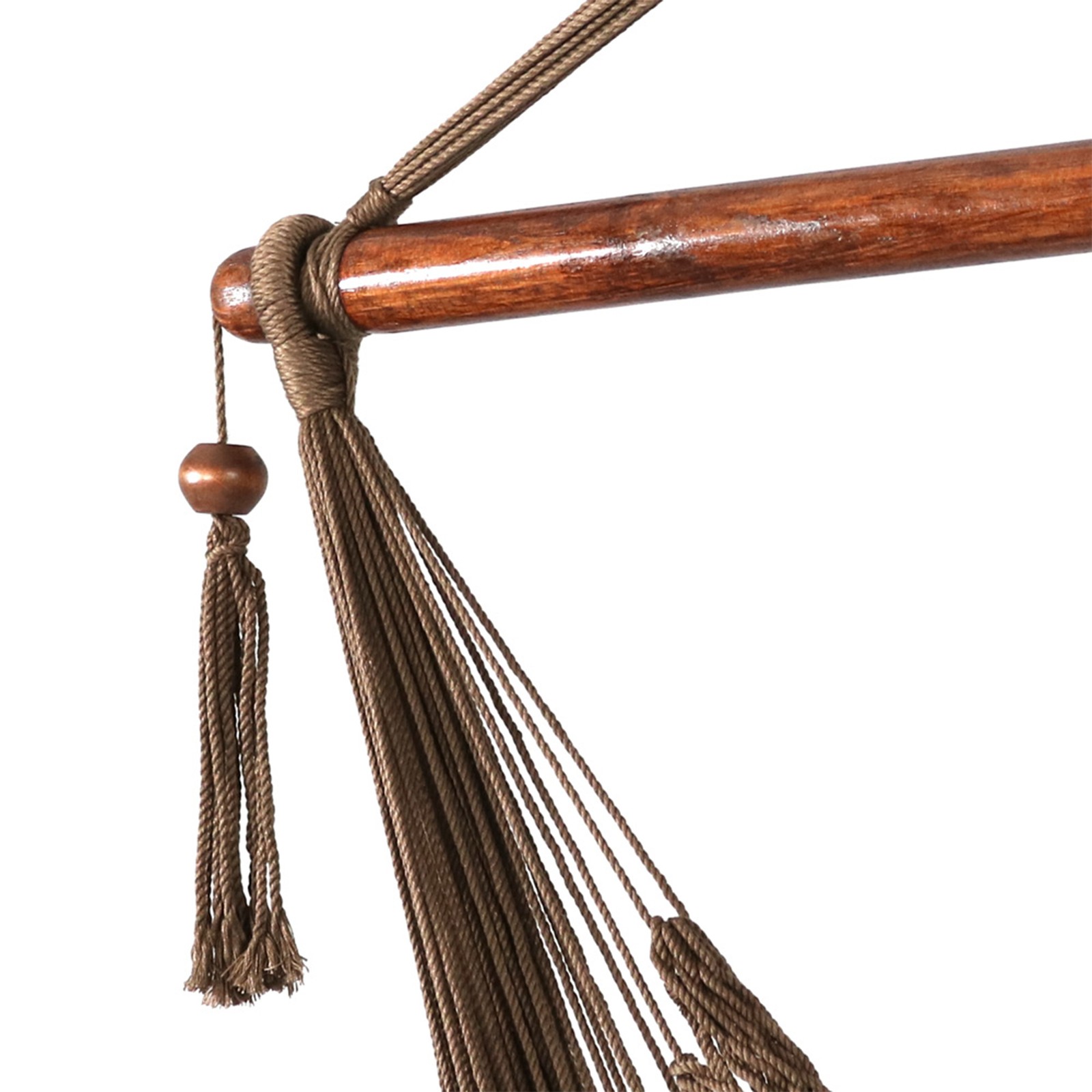 Extra Large Polyester Rope Hammock Chair and Spreader Bar – Mocha by Sunnydaze