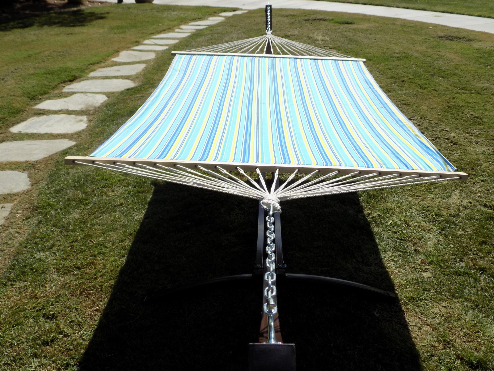 Petra Leisure 15 Ft In/Outdoor Brown Steel Arc Hammock Stand + Teal Hammock Bed